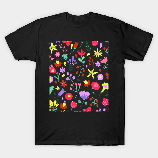 Flowers Pattern T-Shirt by AWESOME ART